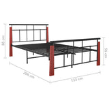 vidaXL Metal and Solid Oak Wood Bed Frame 120x200 cm