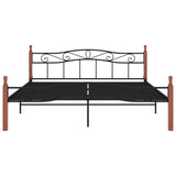vidaXL Bed frame metal and solid oak black 200x200 cm