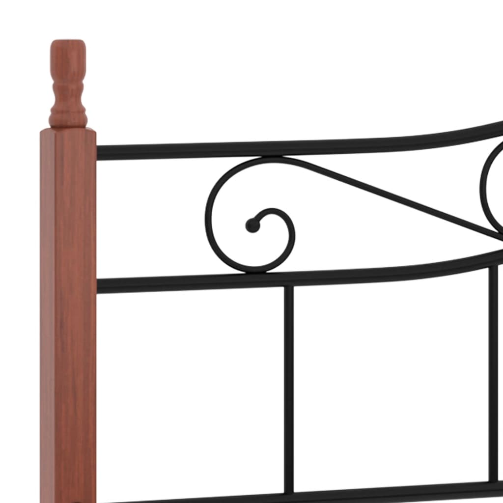vidaXL Bed frame metal and solid oak black 200x200 cm