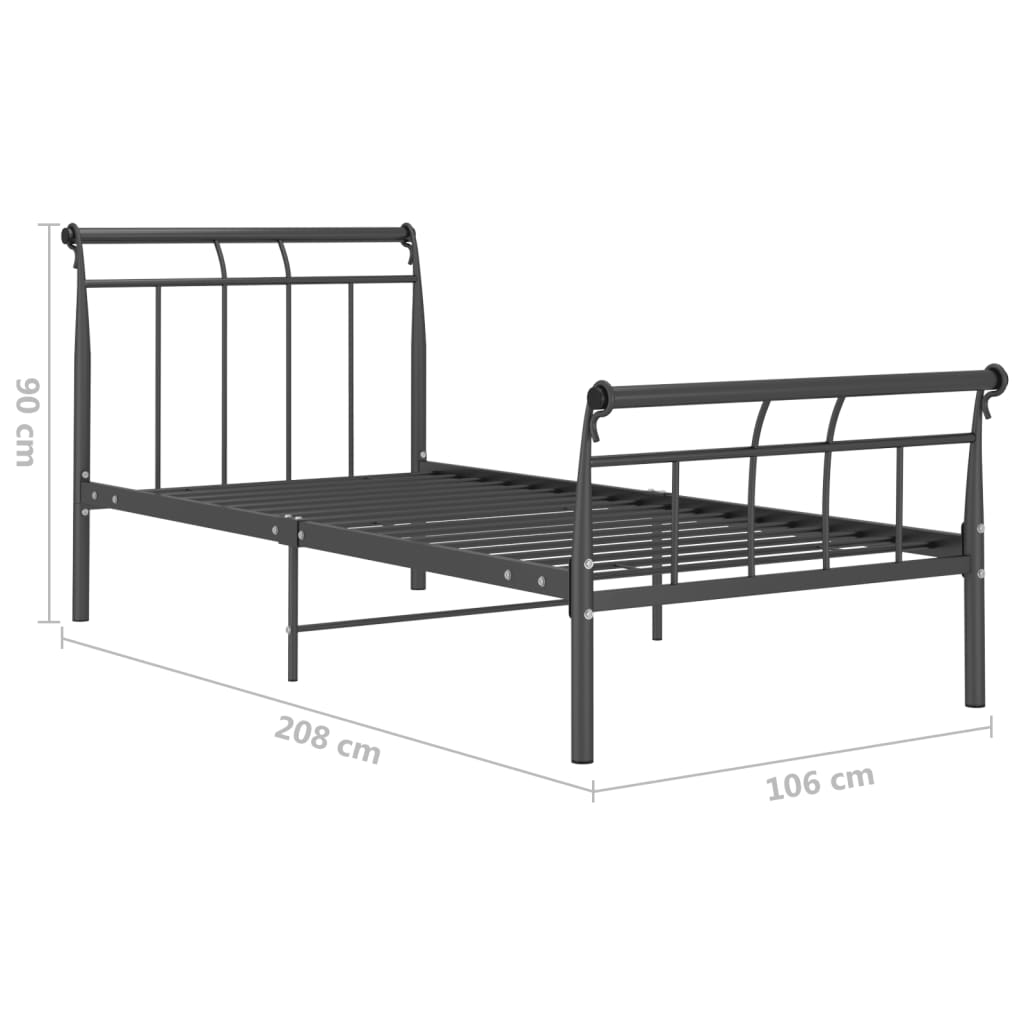 vidaXL Cadre de lit métal noir 100x200 cm