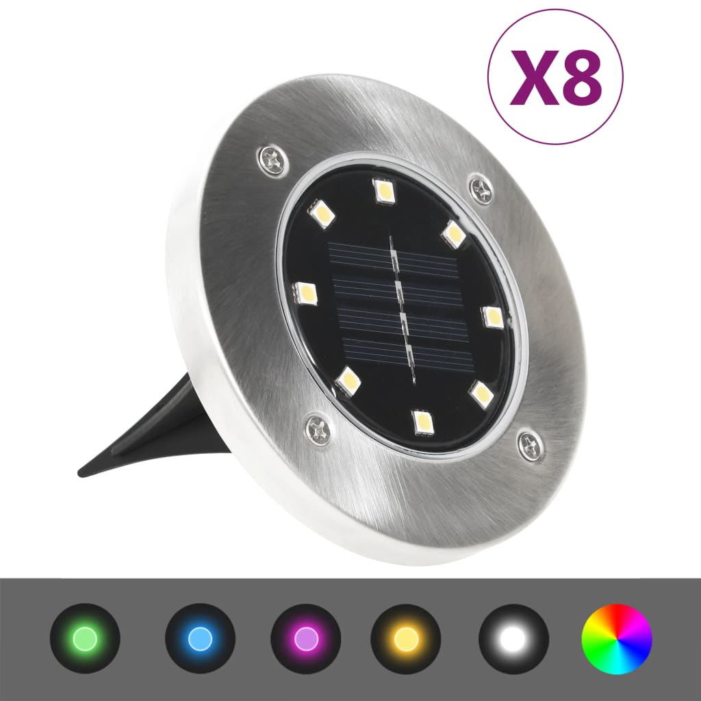 vidaXL Ground Lights 8 pcs solar LED RGB-colour