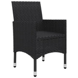 vidaXL 3-delige Bistroset poly rattan en gehard glas zwart