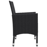 vidaXL 3-delige Bistroset poly rattan en gehard glas zwart