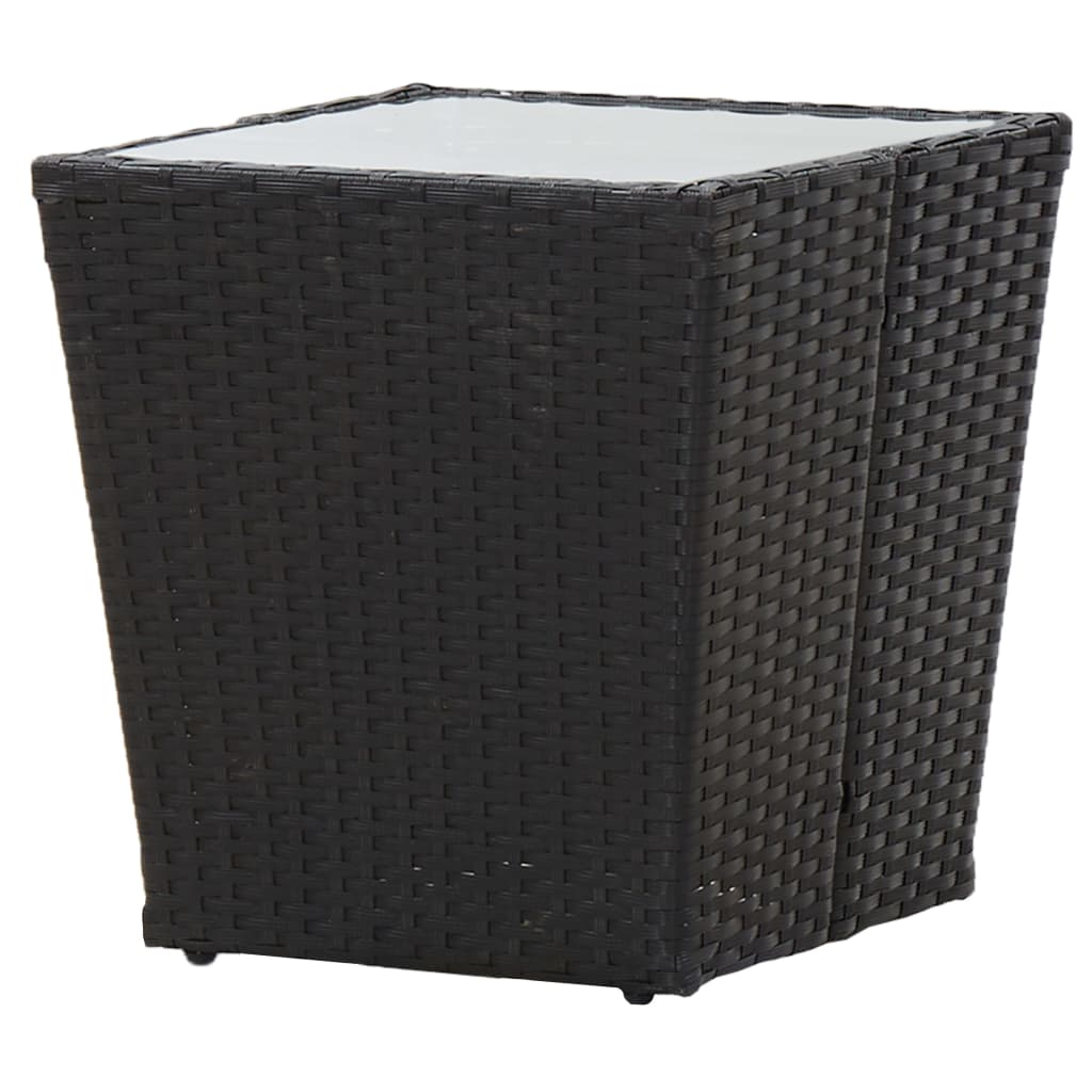 vidaXL 3-delige Bistroset poly rattan en gehard glas zwart