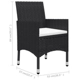 vidaXL 3-Piece Bistro Set Poly Rattan and Acacia Wood Black