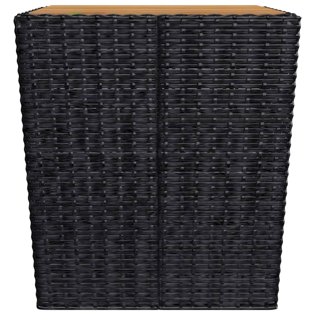 vidaXL 3-Piece Bistro Set Poly Rattan and Acacia Wood Black