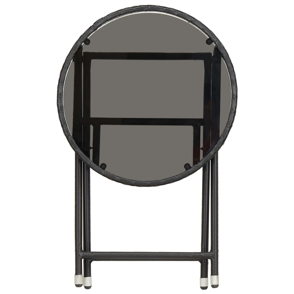 vidaXL 3-Piece Bistro Set Polyrattan and Tempered Glass Black