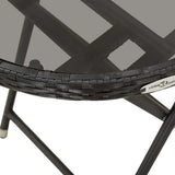vidaXL 3-Piece Bistro Set Polyrattan and Tempered Glass Black