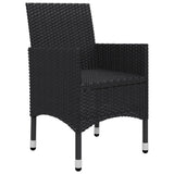 vidaXL 3-Piece Bistro Set Polyrattan and Tempered Glass Black