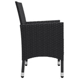 vidaXL 3-Piece Bistro Set Polyrattan and Tempered Glass Black