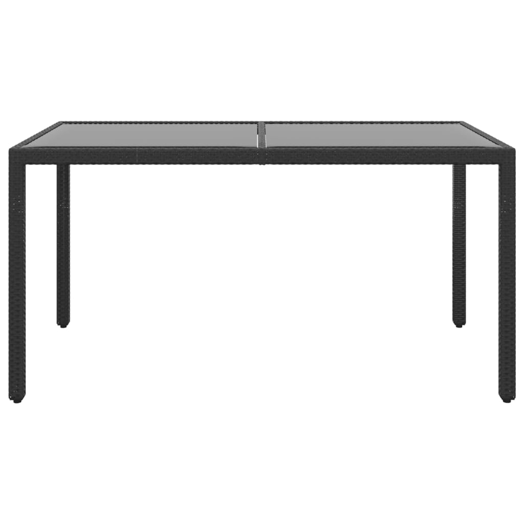 vidaXL 7-Piece Garden Dining Set Poly Rattan and Tempered Glass Black