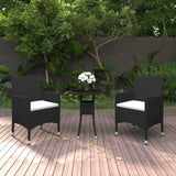vidaXL 3-Piece Garden Lounge Set Poly Rattan Black