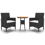 vidaXL 3-Piece Garden Lounge Set Poly Rattan Black