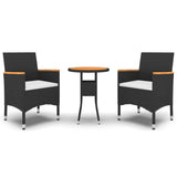 vidaXL 3-Piece Garden Lounge Set Poly Rattan Black