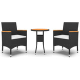 vidaXL 3-Piece Garden Lounge Set Poly Rattan Black