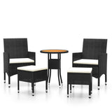 vidaXL 5-delige Loungeset poly rattan zwart