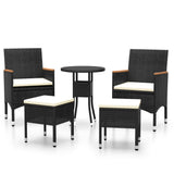 vidaXL 5-piece Lounge Set poly rattan black