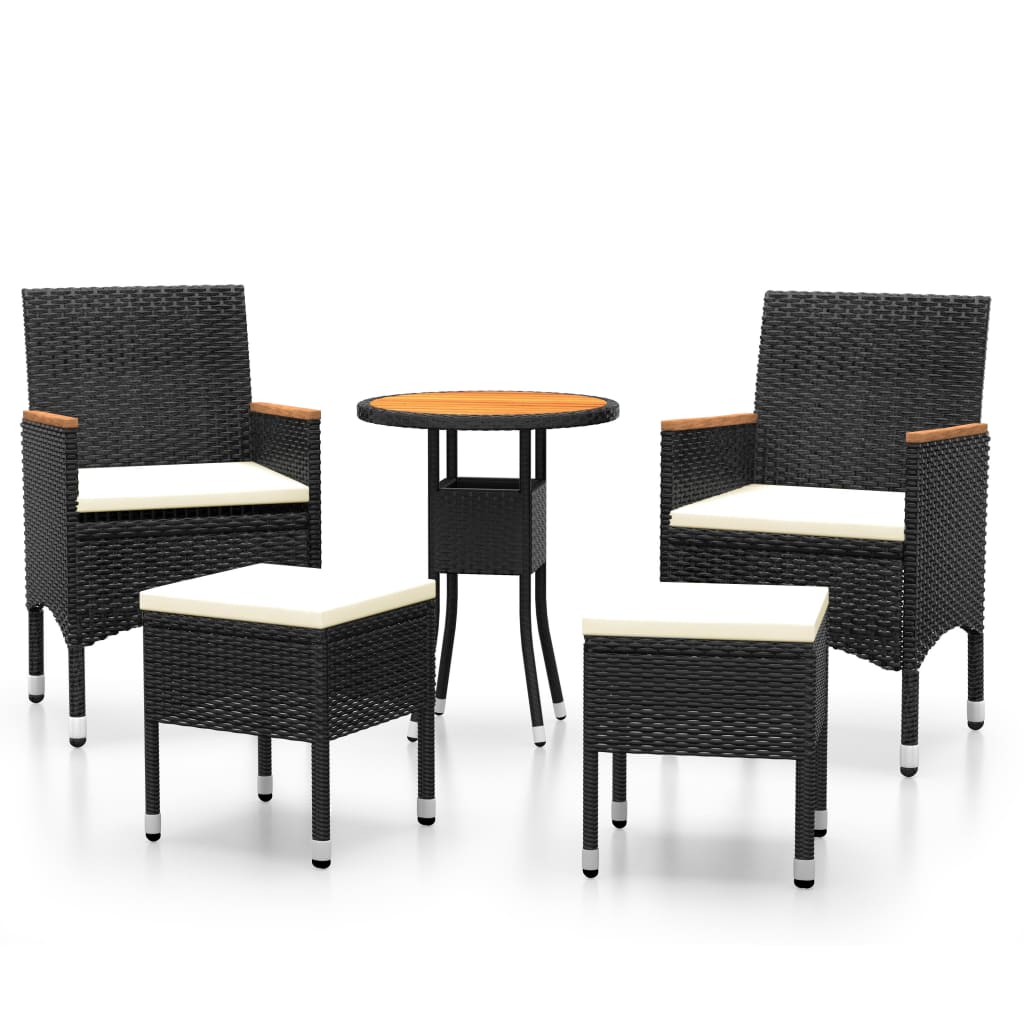 vidaXL 5-piece Lounge Set poly rattan black