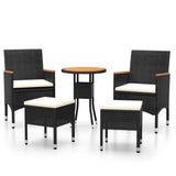 vidaXL 5-piece Lounge Set poly rattan black