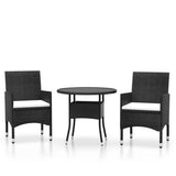 vidaXL 3-Piece Garden Lounge Set Poly Rattan Black