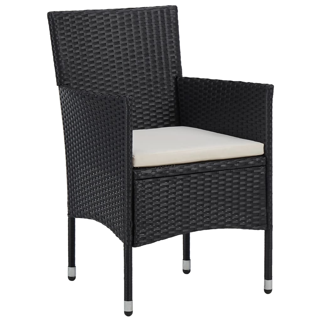 vidaXL 3-Piece Garden Lounge Set Poly Rattan Black