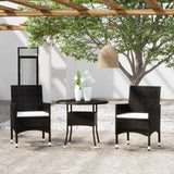 vidaXL 3-Piece Garden Lounge Set Poly Rattan Black
