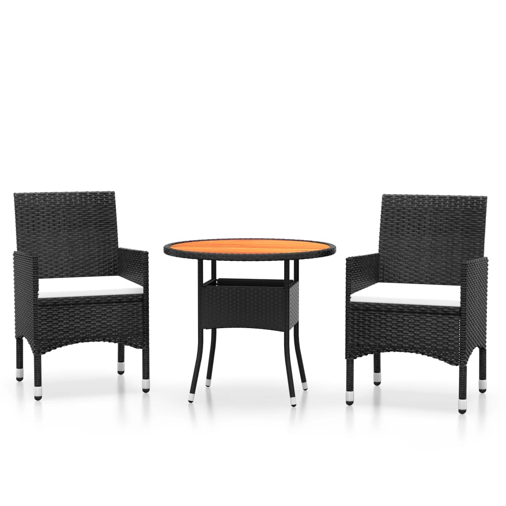 vidaXL 3-Piece Garden Lounge Set Poly Rattan Black