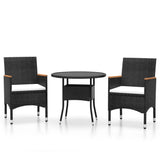 vidaXL 3-Piece Garden Lounge Set Poly Rattan Black