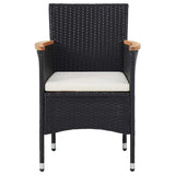 vidaXL 3-Piece Garden Lounge Set Poly Rattan Black