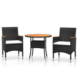 vidaXL 3-Piece Garden Lounge Set Poly Rattan Black