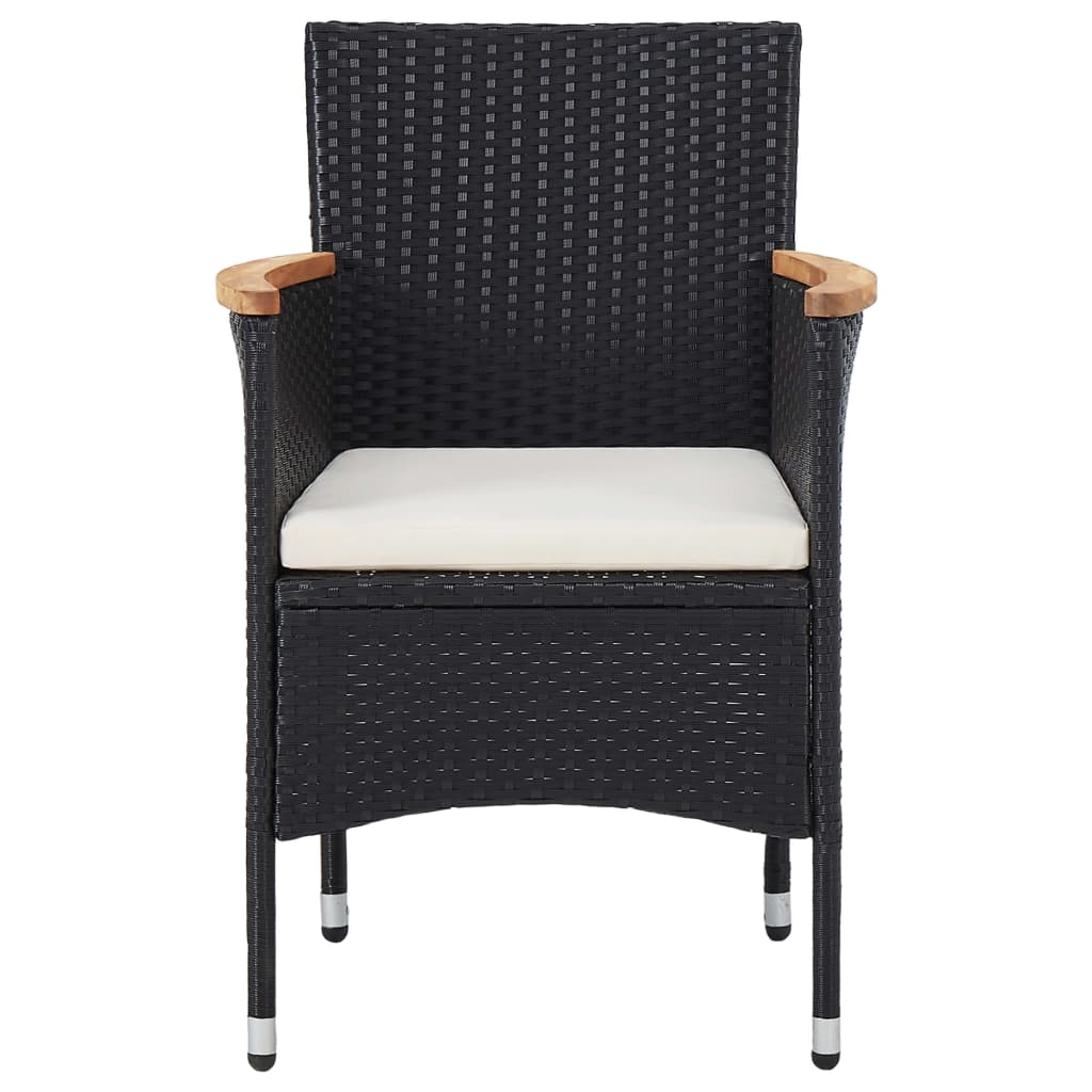 vidaXL 3-Piece Garden Lounge Set Poly Rattan Black