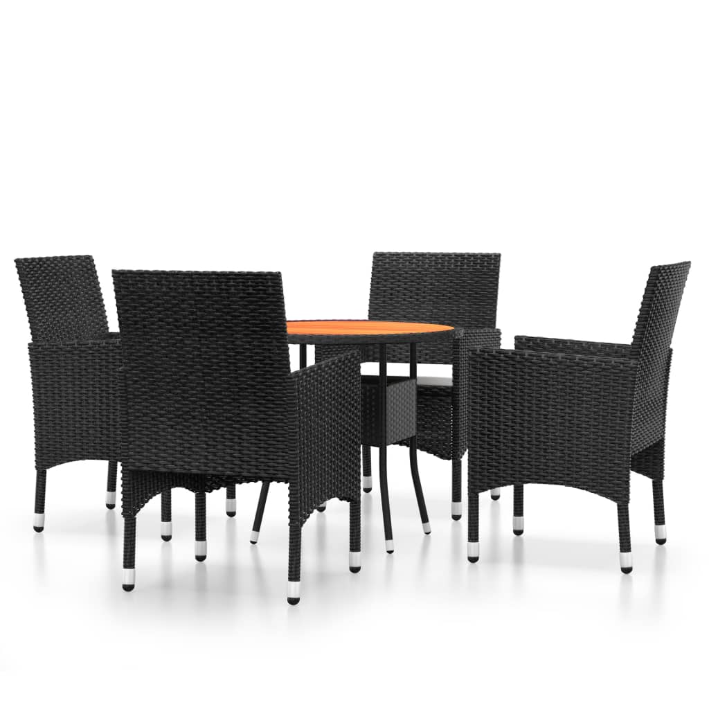 vidaXL 5-piece Garden Dining Set poly rattan black
