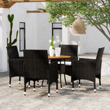 vidaXL 5-piece Garden Dining Set poly rattan black