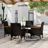 vidaXL 5-piece Garden Dining Set poly rattan black