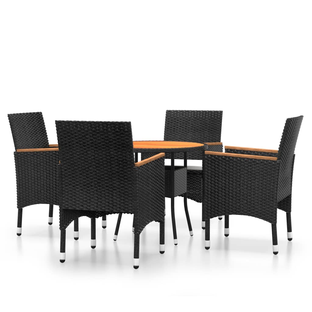 vidaXL 5-piece Garden Dining Set poly rattan black