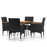 vidaXL 5-piece Garden Dining Set poly rattan black