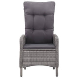 vidaXL 3-Piece Bistro Set Poly Rattan and Glass Grey