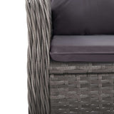 vidaXL 3-Piece Bistro Set Poly Rattan and Glass Grey