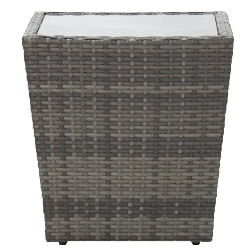 vidaXL 3-Piece Bistro Set Poly Rattan and Glass Grey