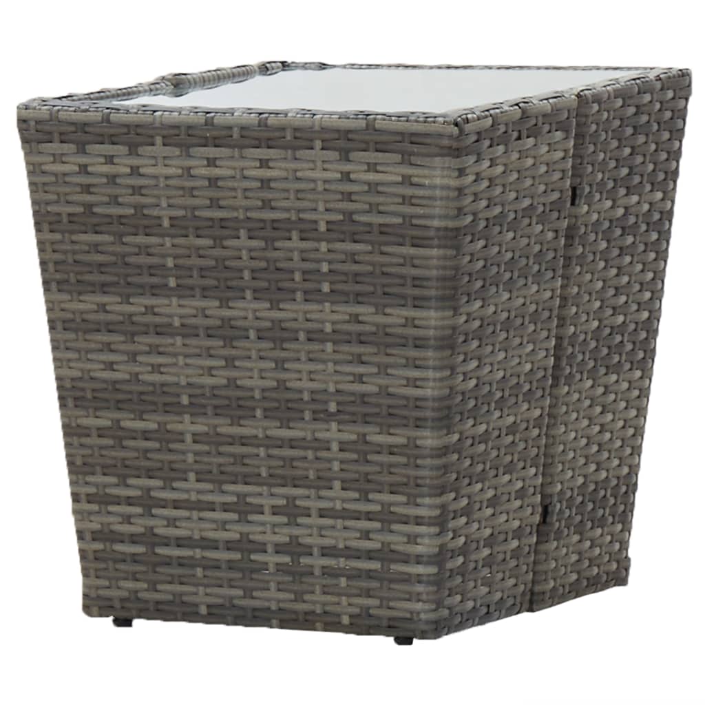 vidaXL 3-Piece Bistro Set Poly Rattan and Glass Grey