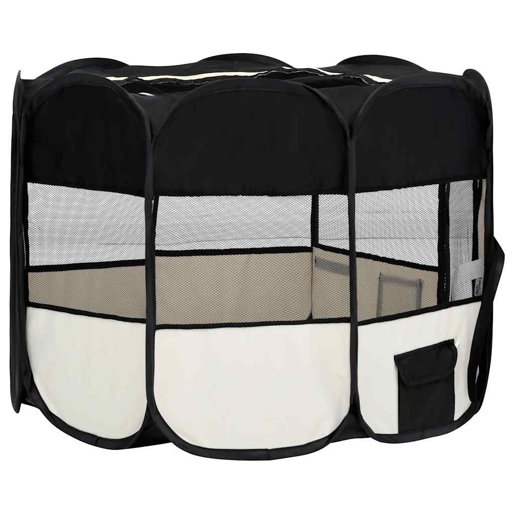 vidaXL Foldable Dog Playpen with Carry Bag 90x90x58 cm Black