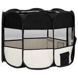 vidaXL Foldable Dog Playpen with Carry Bag 90x90x58 cm Black