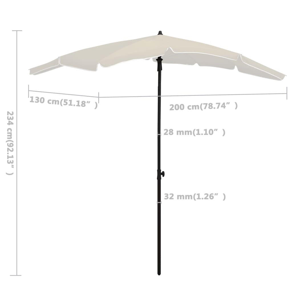 vidaXL Parasol met paal 200x130 cm zandkleurig