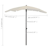 vidaXL Parasol met paal 200x130 cm zandkleurig