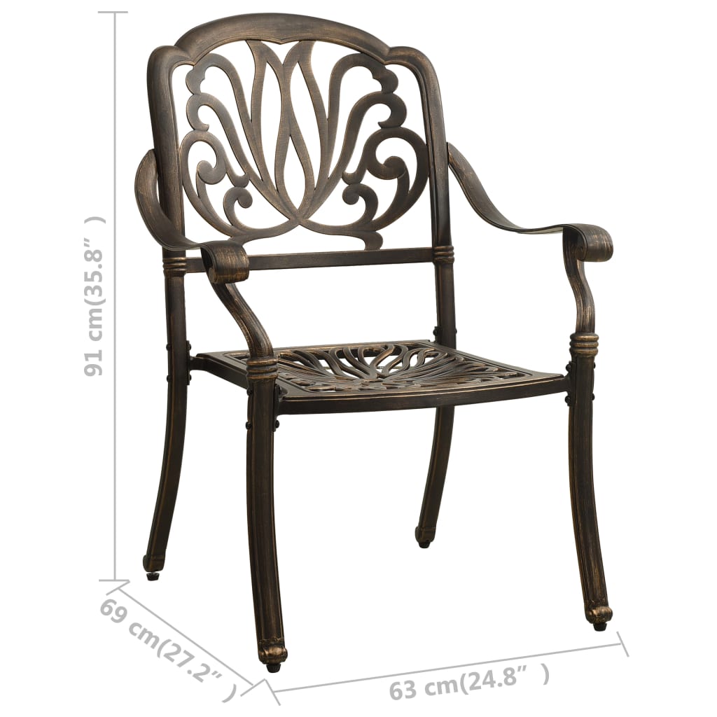 vidaXL Tuinstoelen 2 st gietaluminium bronskleurig
