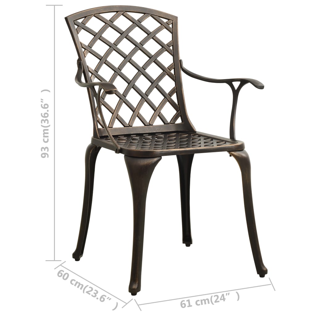 vidaXL Garden Chairs 2 pcs Cast Aluminum Bronze