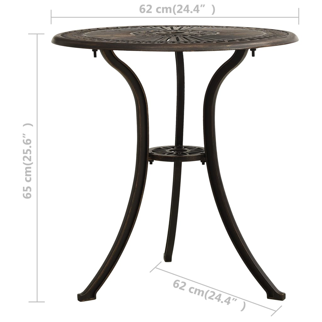 vidaXL Tuintafel 62x62x65 cm gietaluminium bronskleurig