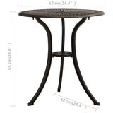 vidaXL Tuintafel 62x62x65 cm gietaluminium bronskleurig