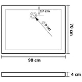 vidaXL Douchebak rechthoekig 70x90 cm ABS
