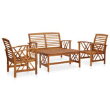 vidaXL 4-Piece Solid Acacia Wood Lounge Set